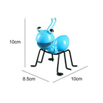 figurines insectes decoratives metal rouge vert orange bleu jaune antennes corps exterieur jardin mur