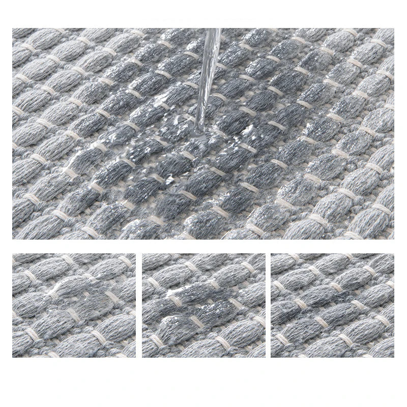 tapis bain microfibre moderne franges beige gris absorbant respectueux environnement
