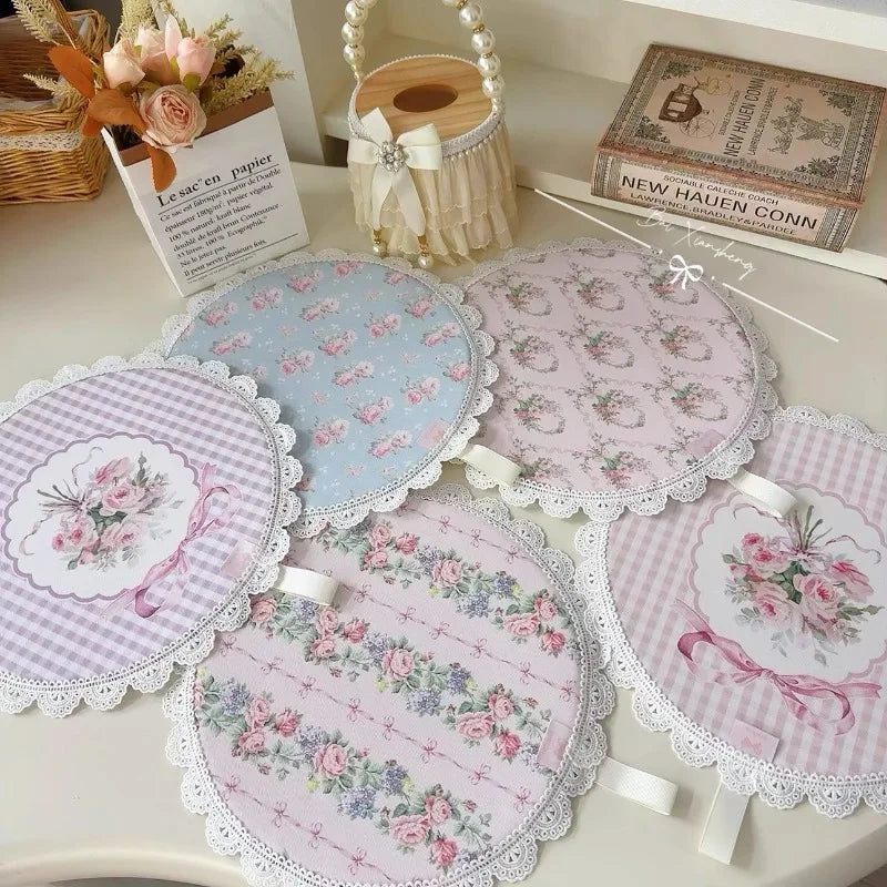 coasters fleur rose géométriques dentelés vintage blanc opalets résistants chaleur