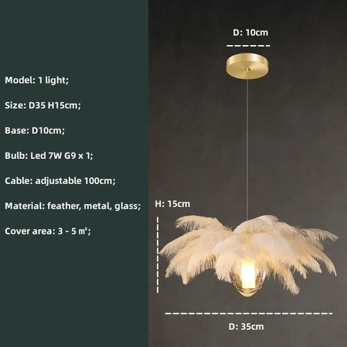 suspension lumineuse moderne plumes blanches opaques chaînes suspendues ampoules incluses