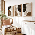 affiches abstraites modernes toile beige marron sans cadre ensemble trois impressions minimalistes
