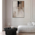 tableau abstrait contemporain toile blanc beige noir textures variées sans cadre decoration murale chambre
