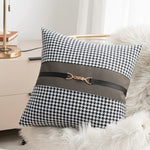 taies d'oreiller houndstooth gris noir contemporain brodé respectueux environnement 45x45cm decoration chambre coucher