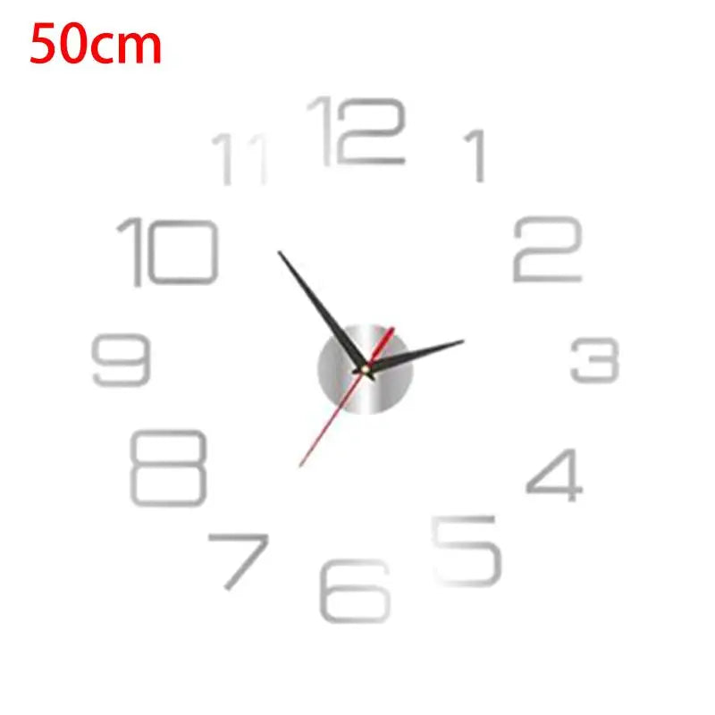 horloge murale moderne adhésive noir or rouge numéros aiguilles 50cm 40cm