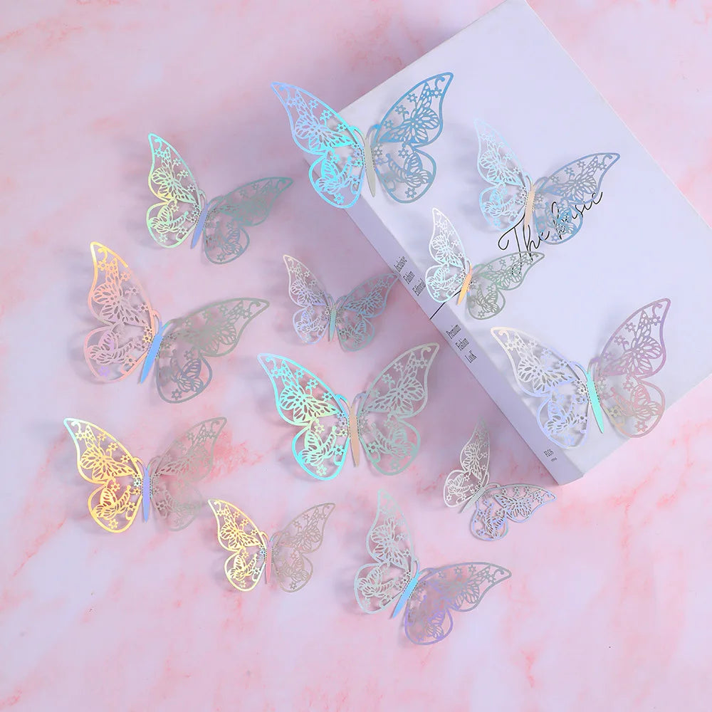 papillons décoratifs multicolores ornements floraux adhésifs diy gâteaux cupcakes boîtes cadeaux chambre coucher