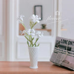 vases blancs rayés accessoires poupées résine moderne décoration table fleurs artificielles