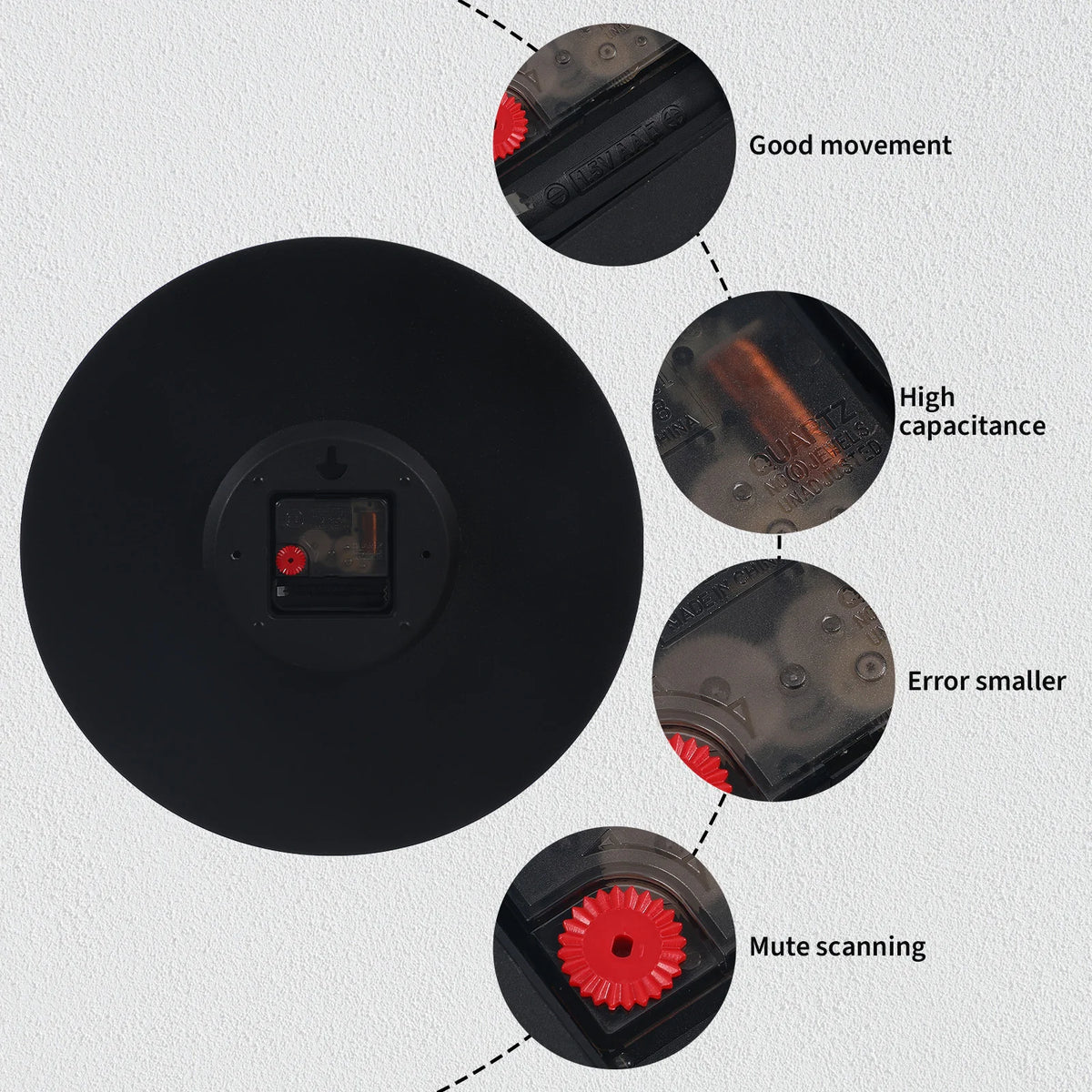 horloge murale moderne rétro vinyle noir rouge disque illustré salon chambre decoration wall clock