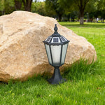 lampe solaire classique transparente motif décoratif noir extérieure autonomie éclairage jardin antique