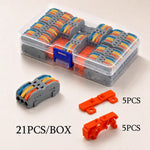 connecteurs electrique orange gris 21 pieces barrettes fixation 8mm 14mm pris courant rechargeable box