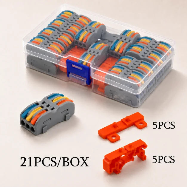 connecteurs electrique orange gris 21 pieces barrettes fixation 8mm 14mm pris courant rechargeable box
