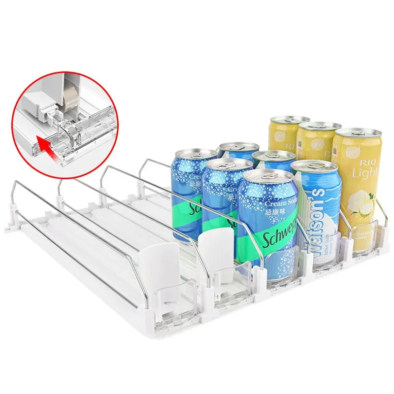 organisateur boissons canettes bouteilles conserves réfrigérateur support extensible réglable plastique métal moderne utilitaire