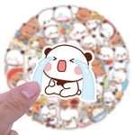 sticker kawaii mignon personnage divers expressions activités quotidiennes blanc rose vert