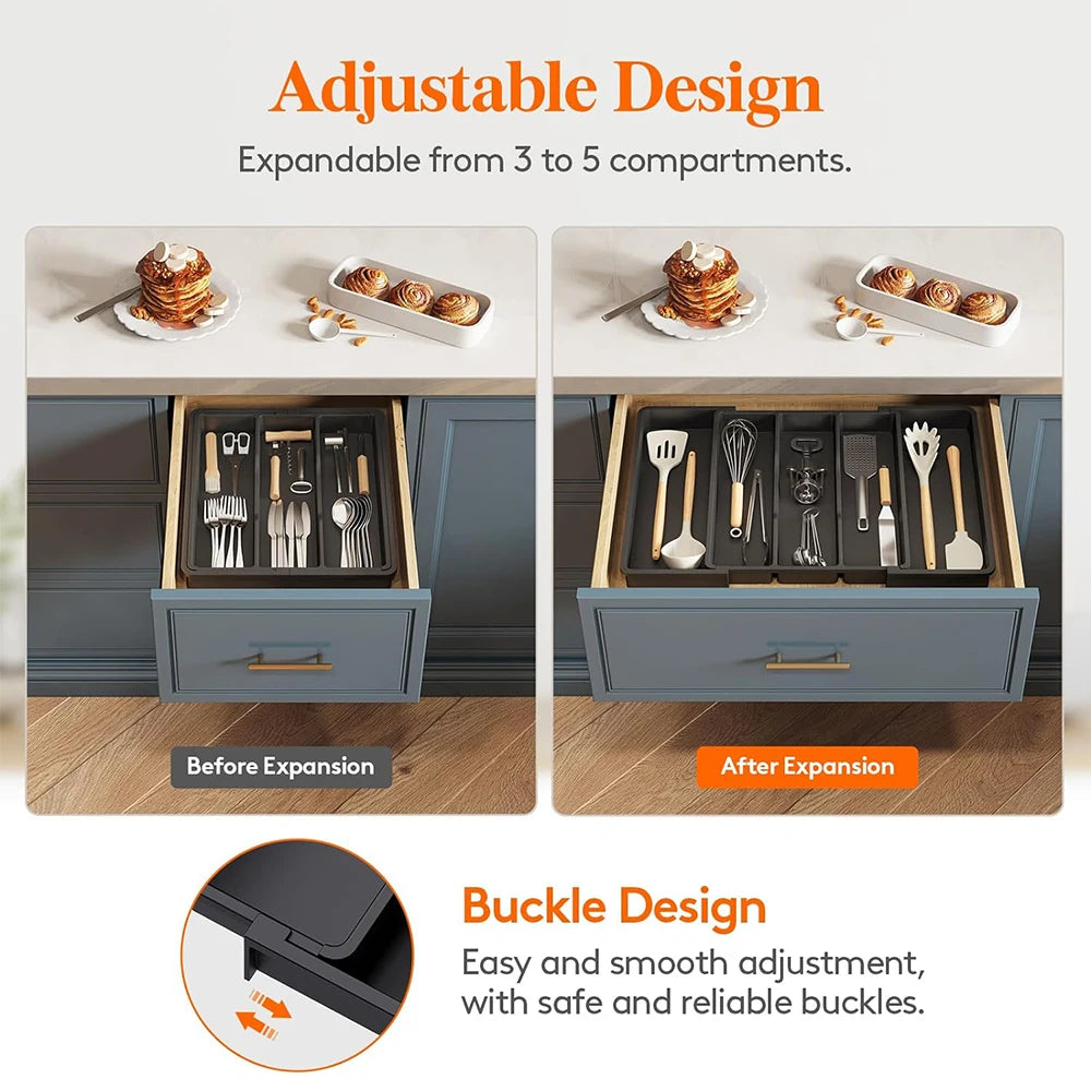 organisateur cuisine ensemble couteaux ustensils bois naturel moderne argenté fonctionnel