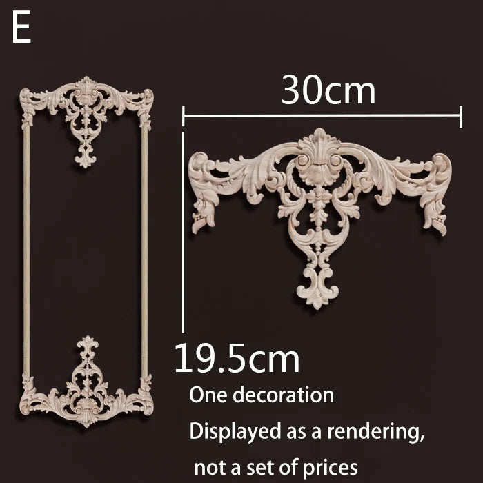 ornement mural bois blanc sculpture baroque fleurs motif classique décoration maison ancien décor