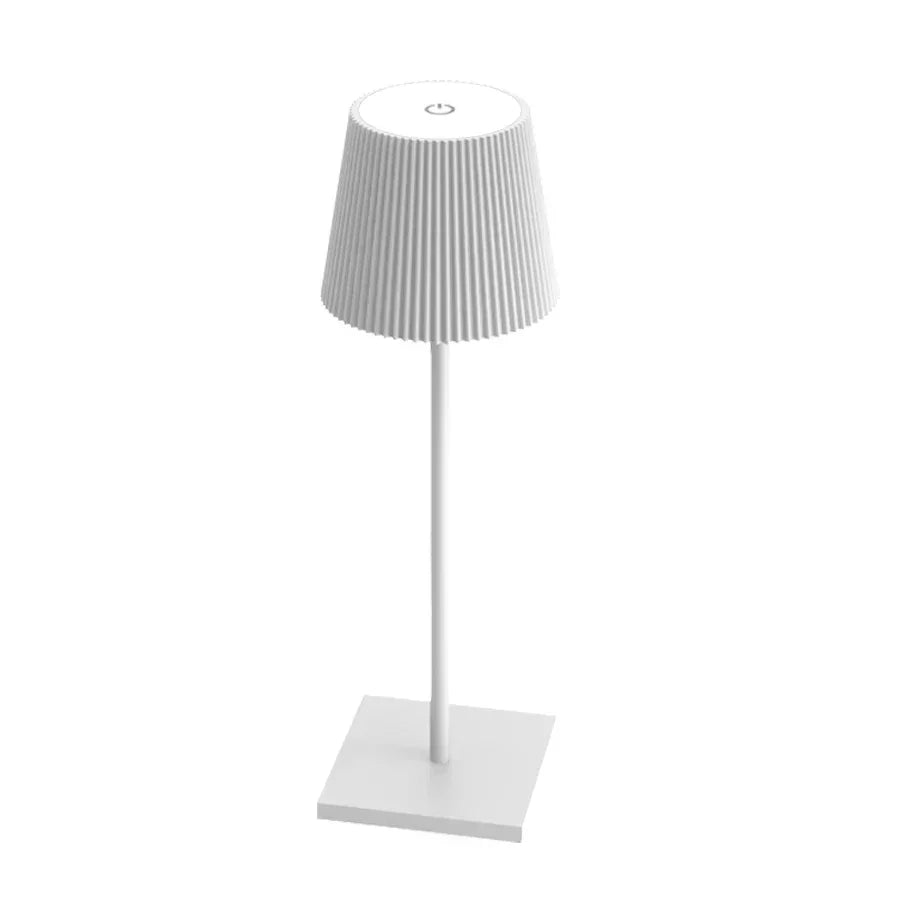 lampe moderne rechargeable interrupteur tactile noir blanc plissé abat jour led dimmable