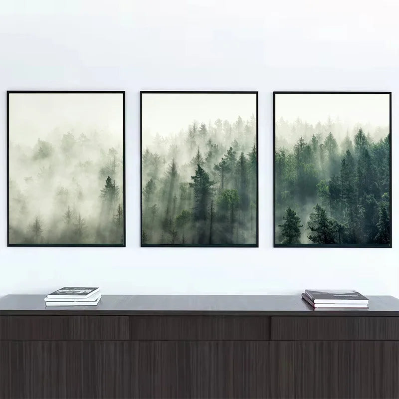 toile d'art moderne impression forestière abstraite verte décoration murale sans cadre chambre salon