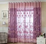 rideaux polonais floral translucides rose violet marron brodés chanvre romantiques salon chambre