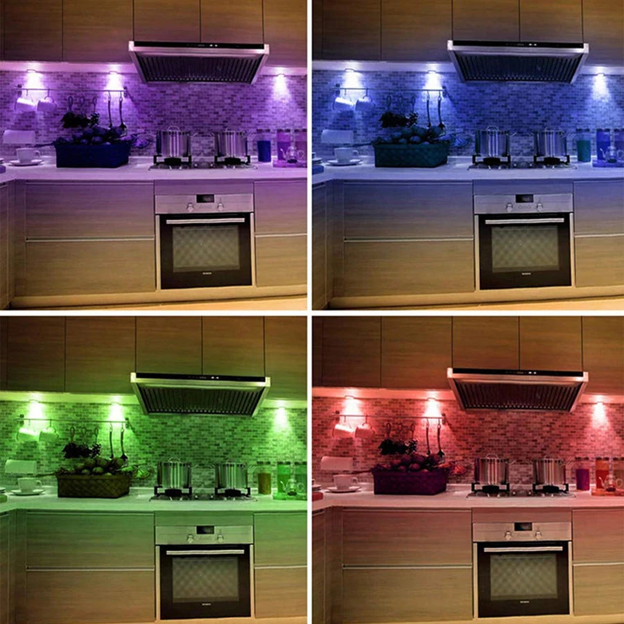 lumière led ronde télécommande 13 couleurs moderne adhésif blanc rouge verte bleue fixations incluses
