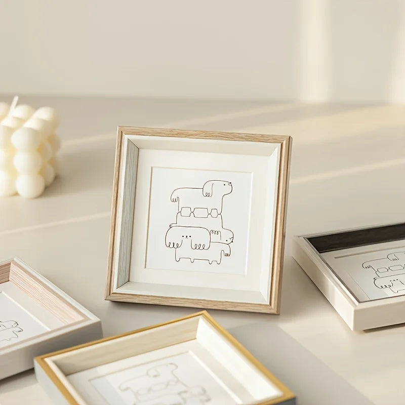 cadres photo minimalistes pouces lots rose doré blanc décoration contemporain