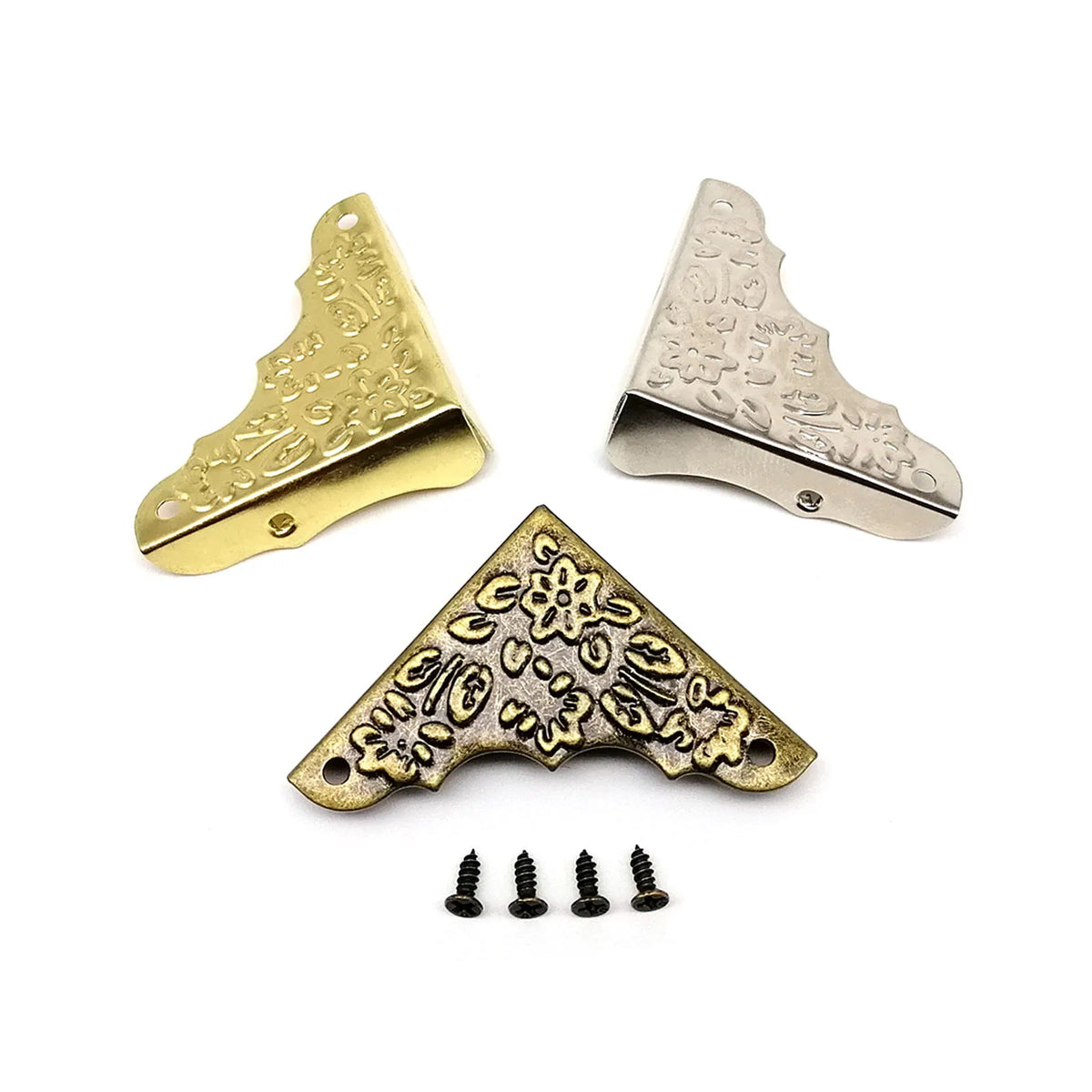cornières décoratives vintage ornements floraux or argent bronze vis protection meuble