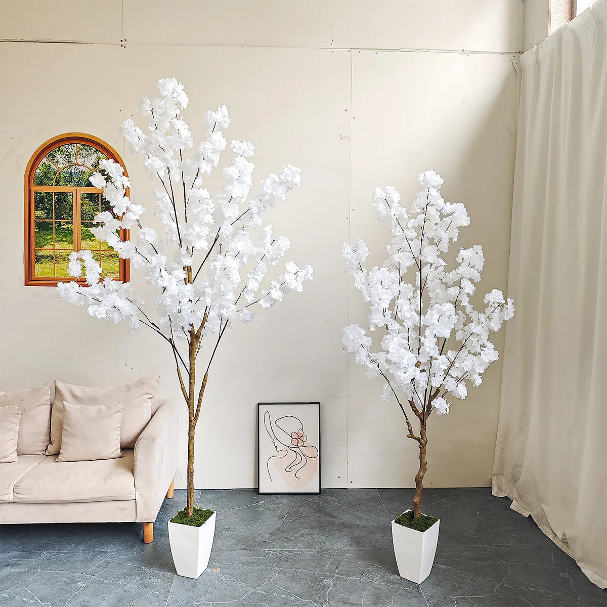 arbre artificiel fleurs rose clair moderne pot extérieur decoration maison jardins patios anniversaires