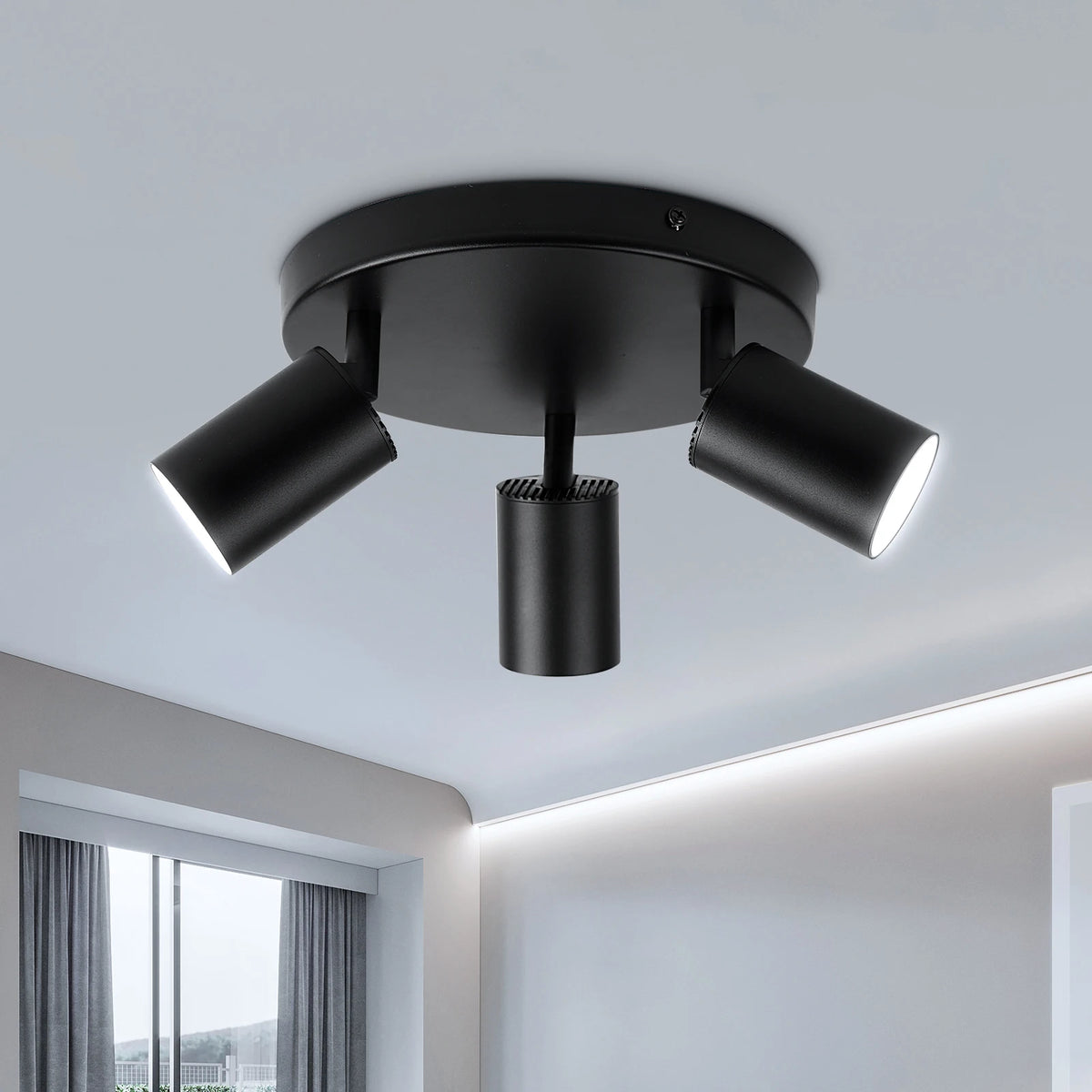 Spot lumineux LED GU10 noir moderne têtes autonome chambre salon