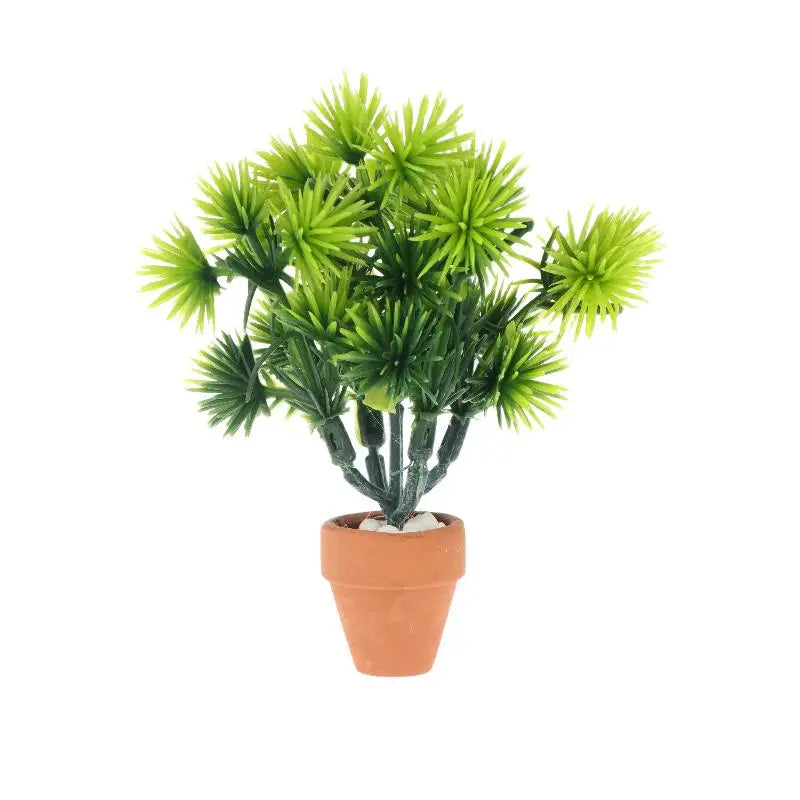 plante artificielle verte pot orange miniature décoration intérieure ornement verture jouet photo accessoire scène