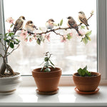 sticker mural multicolore oiseaux branches fleurs artiste clips