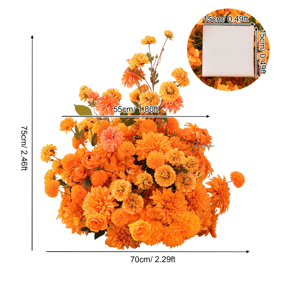 Décoration florale artificielle moderne bouquet orange rose clair extérieur intérieur événement maison