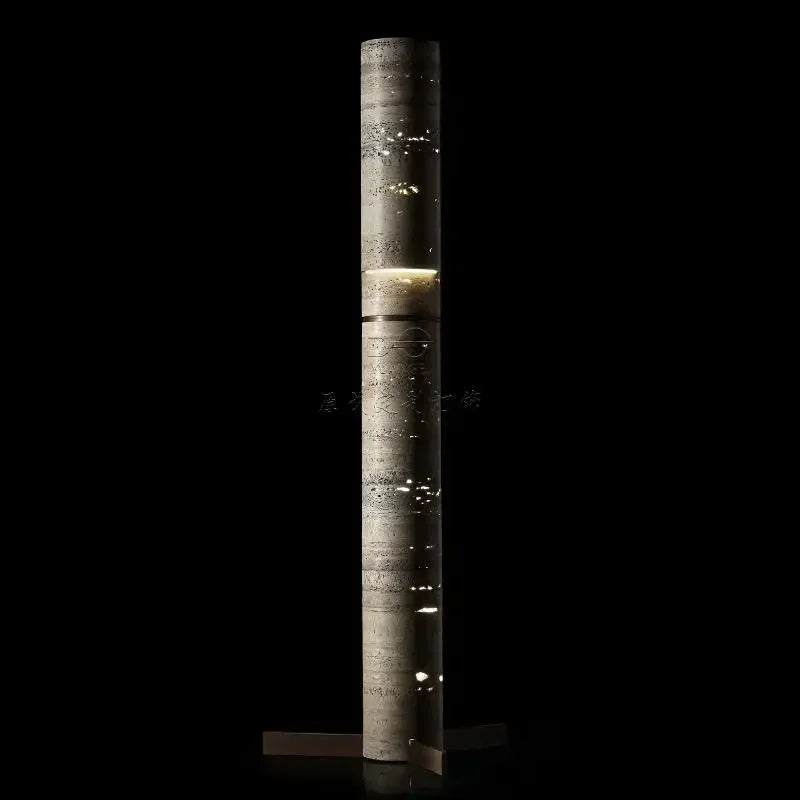 lampe sol marbrée moderne gris beige pieds métalliques texture marbrée éclairage sans ombre 6000k