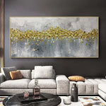 Détail des textures et reflets dorés de la peinture à l'huile