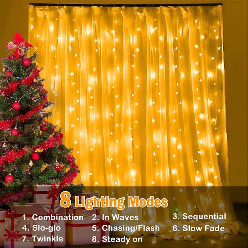 rideau lumineux led solaire multicolore moderne 3mx1m 3mx2m 3mx3m decoration exterieure fete jardin vacances