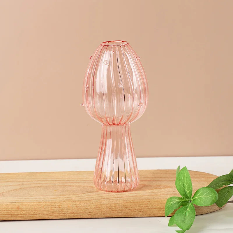 vase champignon transparent moderne rouge vert rose marron jaune