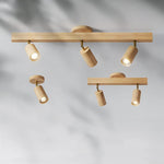 plafonnier bois moderne spots led blanc doré têtes(touches)