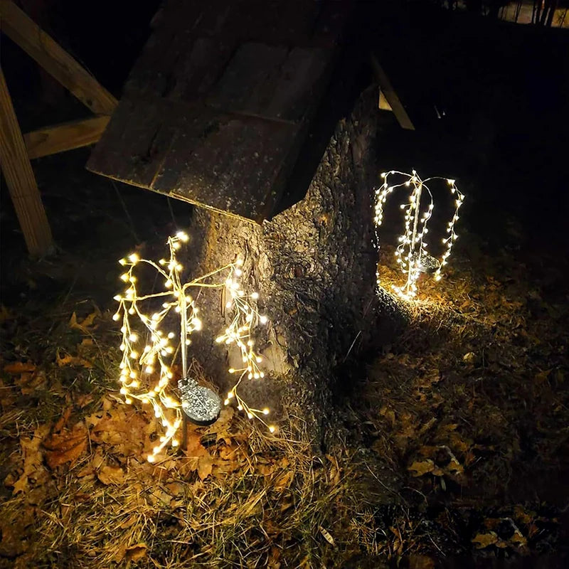 guirlande lumineuse solaire imperméable led multicolore blanc chaud moderne décoratifextérieur willow jardin fleurs cloche