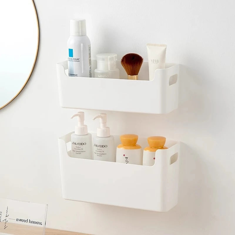 boîtes rangement blanc adhésives modernes cuisine salle bain pots bouteilles ustensiles