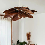 lampe suspendue moderne feuilles plissées marron clair salon chambre lumière blanc neutre chaleureuse