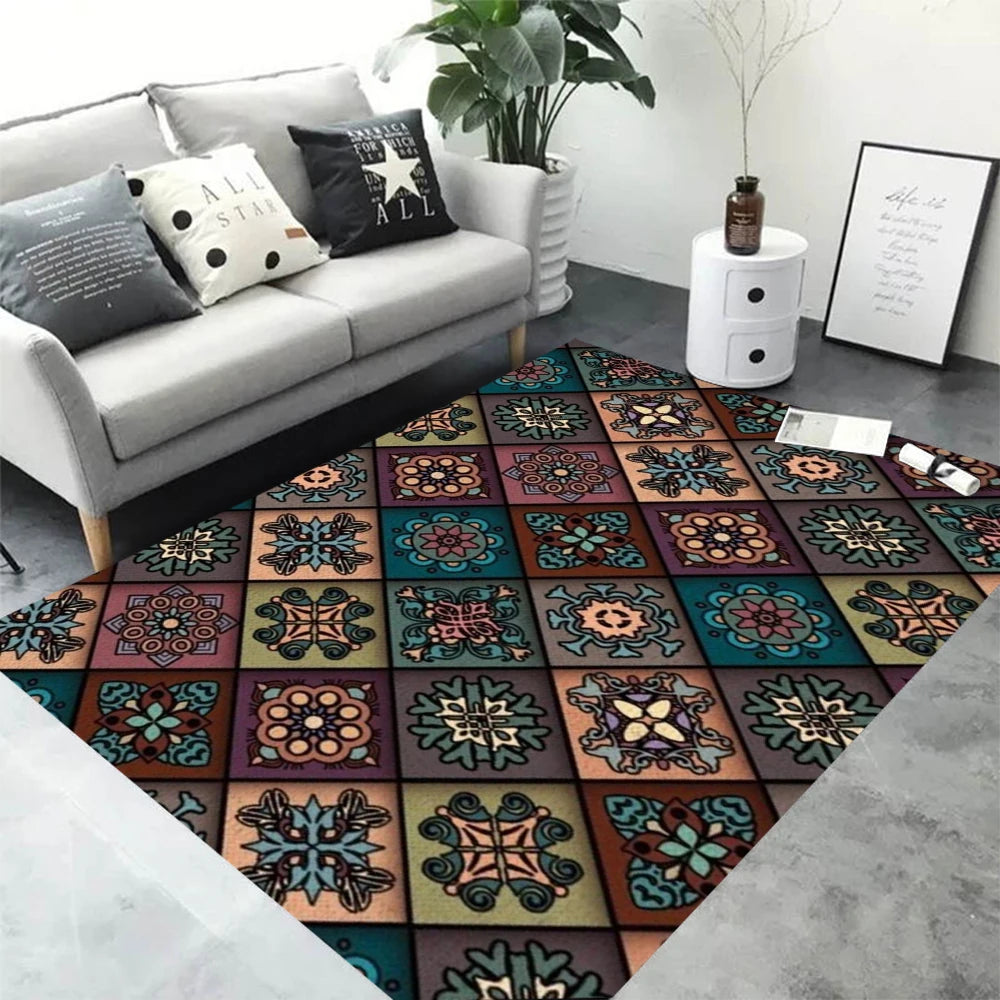 tapis moderne multicolore motifs floraux géométriques salon chambre prièreextérieur commercialisation