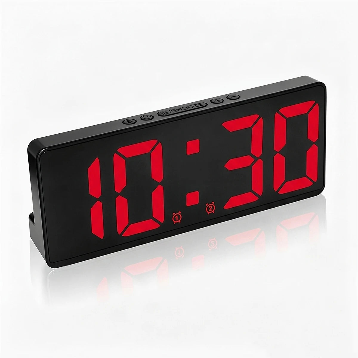 horloge numérique moderne détection vocale affichage température mode nuit led noir geometrique
