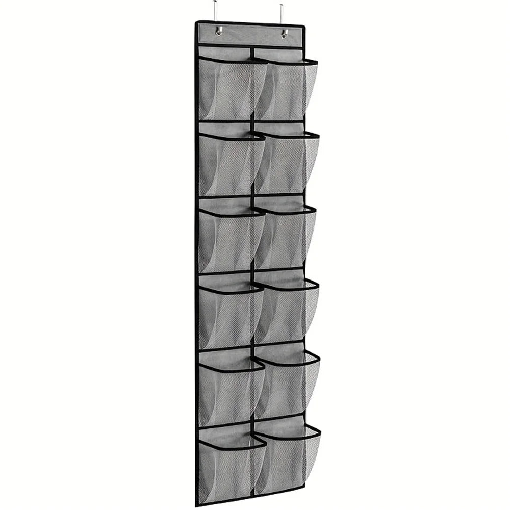 sac chaussures suspendu gris noir poches maille réutilisable moderne chambre coucher