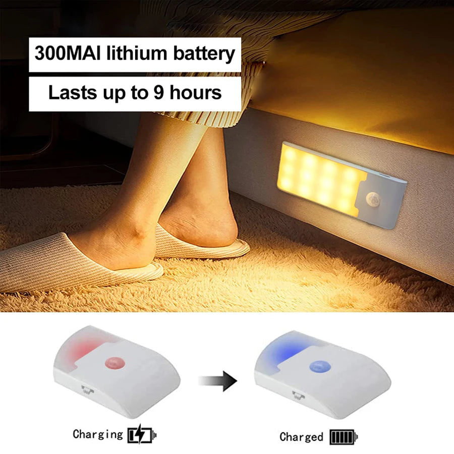 lampe led rechargeable adhésive capteur mouvement modes indicateur charge moderne blanc
