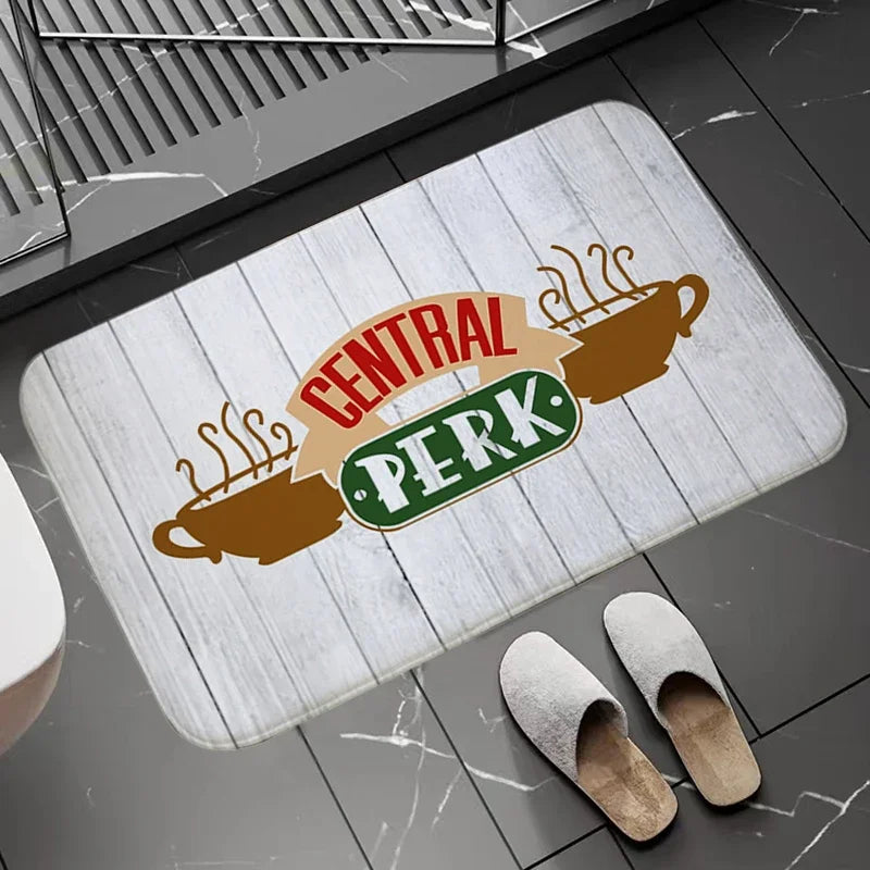 tapis central perk friends blanc vert noir moderne logo bienvenue salon chambre bain