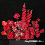 bouquet artificiel rose rouge feuilles vertes decoration mariage anniversaire table exterieur classique fleuri