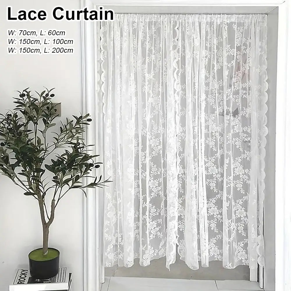rideau dentelle florale transparent blanc romantique tringle 150x200cm 150x100cm 70x60cm decoration european americain