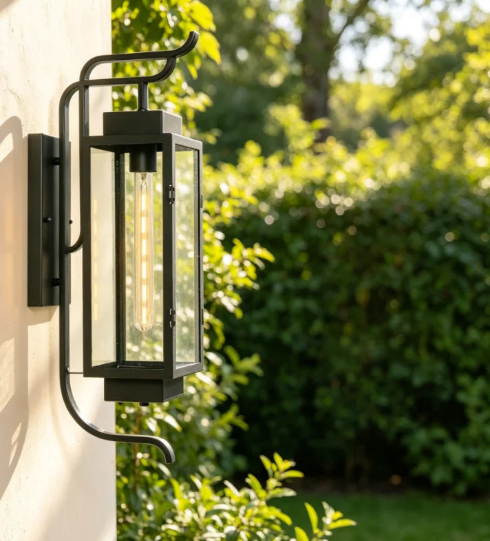 lampe murale classique transparente noir ip55 fer éclairage maison e27