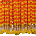 guirlande artificielle fleurs orange jaune rouge décoration festive indienne attaches extrémités