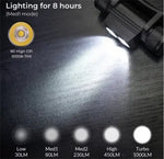 lampe frontale led rechargeable 1200 lumens ipx6 étanche hiking noir jaune vert
