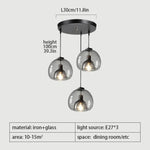 suspension transparente opale moderne pendentif verre pierre verre e27 249 2000 lumens gris fumée