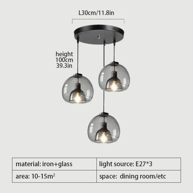 suspension transparente opale moderne pendentif verre pierre verre e27 249 2000 lumens gris fumée