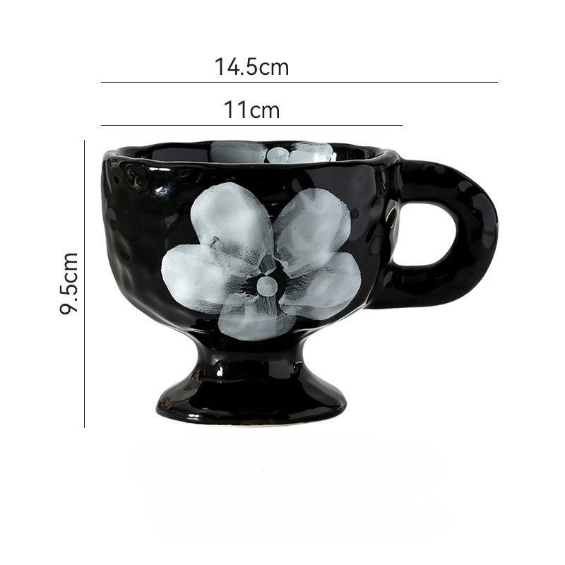 tasses modernes décoratives poignée motif floral points colorés respectueux environnement noir blanc